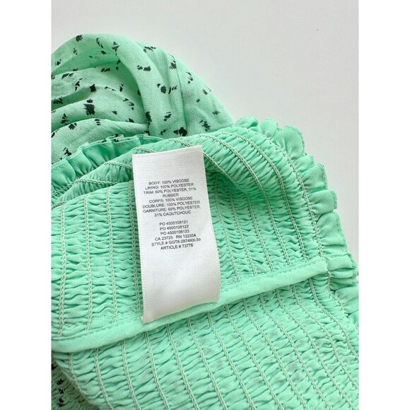 Aritzia LITTLE MOON Gimlet Green Chiffon Smocked Square Neck Blouse, Size S - Picture 12 of 13